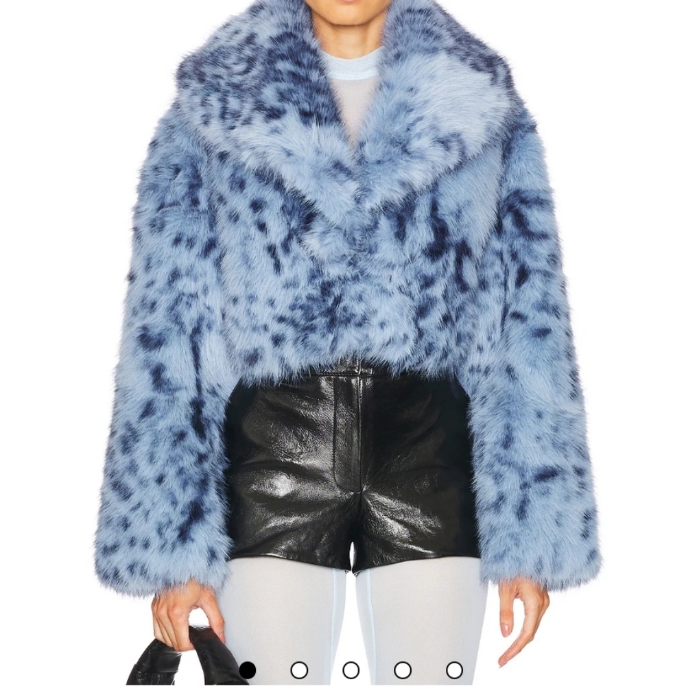 Danika Faux Fur Coat in Blue Leopard LAMARQUE